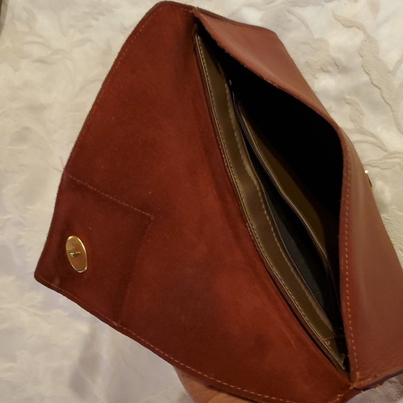 Vintage Brown Leather Envelope Clutch - Picture 3 of 6